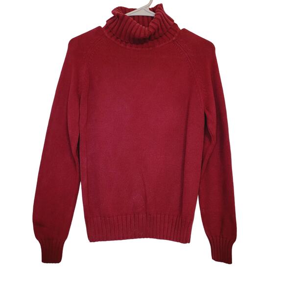 Pria womens maroon red long sleeved cotton turtleneck sweater size small - Picture 1 of 8